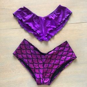 NWOT worn Raver Swag Mermaid Booty Shorts + Additional Solid Purple Short